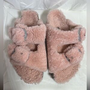 BIRKENSTOCK PAPILLIO ARIZONA Big Buckle Shearling Teddy Pink Size 39